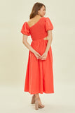 Smocked Cutout Midi Dress (Online Only)