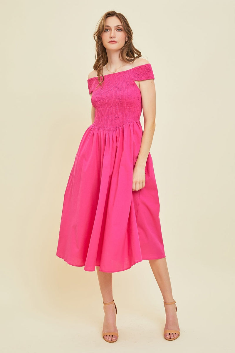 smocked off shoulder dress Off-Shoulder Midi (Online Only) – Seven x Seven Jcpenney Shop Jcpenney Casual race wear shoulder Hem shaped Size:14 Small 32-33 Sleeve