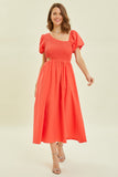 Smocked Cutout Midi Dress (Online Only)