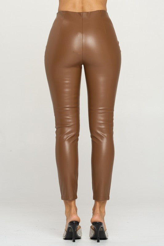 HIGH WAISTED FAUX LEATHER PANTS