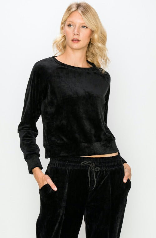 Black velour lounge set online