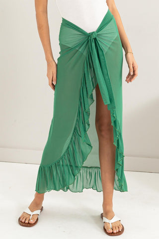 Ruffle Trim Cover Up Sarong Skirt (Online Only)