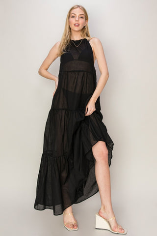 Black Halter Neck Cover Up Maxi Dress (Online Only)