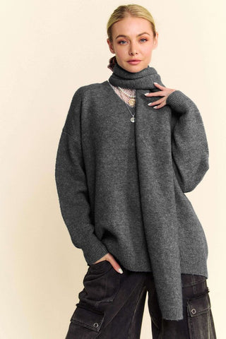 Dark Grey Sweater & Scarf Set (Online Only)