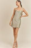 PISTACHIO SATIN MINI DRESS