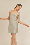 PISTACHIO SATIN MINI DRESS