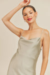PISTACHIO SATIN MINI DRESS