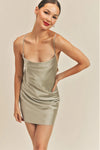 PISTACHIO SATIN MINI DRESS