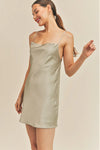 PISTACHIO SATIN MINI DRESS