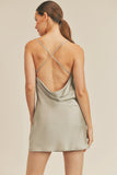 PISTACHIO SATIN MINI DRESS