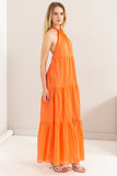 Orange Halter Neck Cover Up Maxi Dress (Online Only)