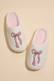 Bow Embroidered Cozy Slippers