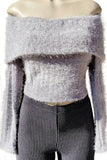 GWEN OFF SHOULDER FUZZY SWEATER