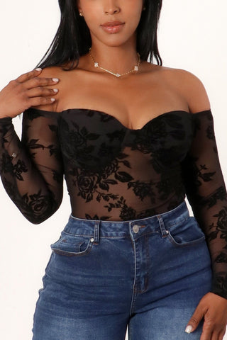 DRINKS ON YOU VELVET MESH BODYSUIT