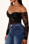 DRINKS ON YOU VELVET MESH BODYSUIT