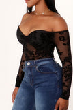 DRINKS ON YOU VELVET MESH BODYSUIT