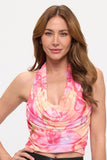 PINK PALMS HALTER TOP