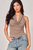 WHITNEY STUDDED HALTER TOP - COCO
