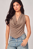 WHITNEY STUDDED HALTER TOP - COCO