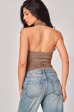 WHITNEY STUDDED HALTER TOP - COCO
