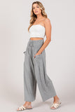 Drawstring Smocked High Waist Pants (Online Only)