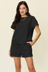 Texture Short Sleeve T-Shirt and Shorts Set (Online Only)