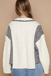 ALLY CABLE-KNIT PLAID CARDIGAN (Online Only)