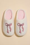 Bow Embroidered Cozy Slippers