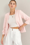 Blush Ruched Sleeve Blazer (Online Only)