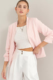 Blush Ruched Sleeve Blazer (Online Only)