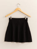 Black Knit Pleated Flare Mini Skirt (Online Only)