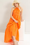 Orange Halter Neck Cover Up Maxi Dress (Online Only)