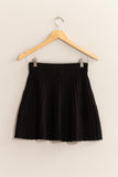 Black Knit Pleated Flare Mini Skirt (Online Only)