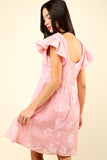 Flower Embroidered Organza Mini Dress (Online Only)