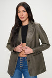 Soho Single-Breasted Vegan Leather Blazer (Online Only)