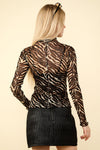 Zebra Print Sheer Mesh Blouse (Online Only)