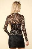 Zebra Print Sheer Mesh Blouse (Online Only)