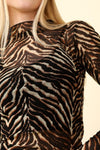 Zebra Print Sheer Mesh Blouse (Online Only)