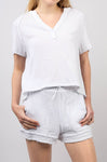 White Cotton Crinkle Gauze Top and Shorts Set (Online Only)