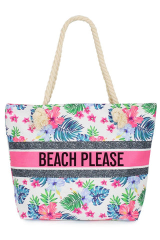 'BEACH PLEASE' TROPICAL BEACH BAG