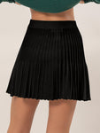 Black Knit Pleated Flare Mini Skirt (Online Only)