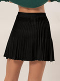 Black Knit Pleated Flare Mini Skirt (Online Only)