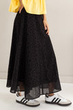 Black Eyelet High-Waist Midi Skirt (Online Only)