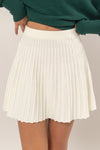 Cream Knit Pleated Flare Mini Skirt (Online Only)