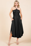 Black Milan Halter Midi Dress (Online Only)