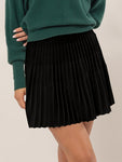 Black Knit Pleated Flare Mini Skirt (Online Only)