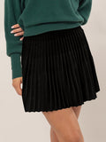 Black Knit Pleated Flare Mini Skirt (Online Only)