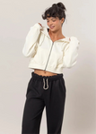 LONG WEEKEND FLEECE ZIP-UP HOODIE - CREAM