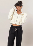 LONG WEEKEND FLEECE ZIP-UP HOODIE - CREAM