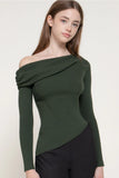 EVERGREEN ASYMMETRIC SWEATER TOP